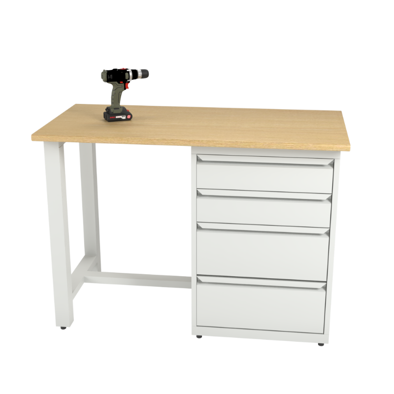 Banc de lucru 1200 mm cu dulap 4 sertare WorkB 1200-4D.max